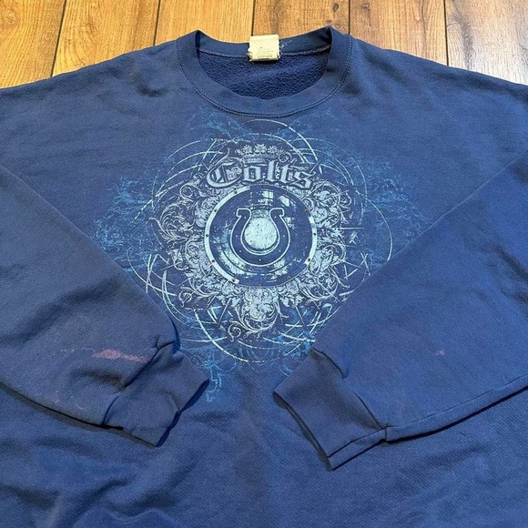 Y2K 2000s Indianapolis colts‎ blue crewneck sweatshirt size 2XL XXL - Picture 2 of 5